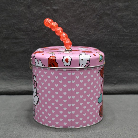 Hello Kitty Valentine Cupid Tin Box Purse Sanrio Beaded Handle - Picture 2 of 8